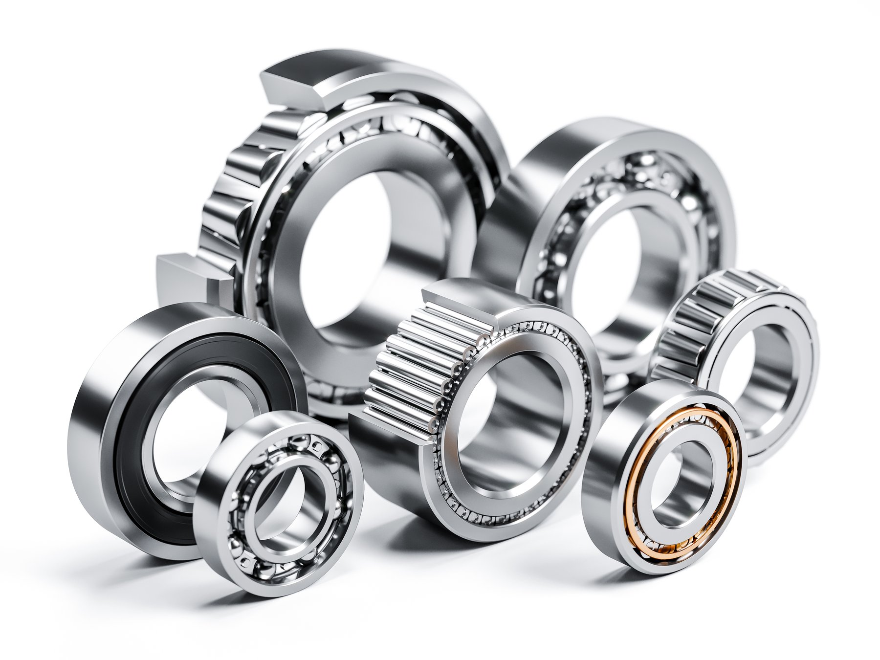 Assortment of ball and roller bearings