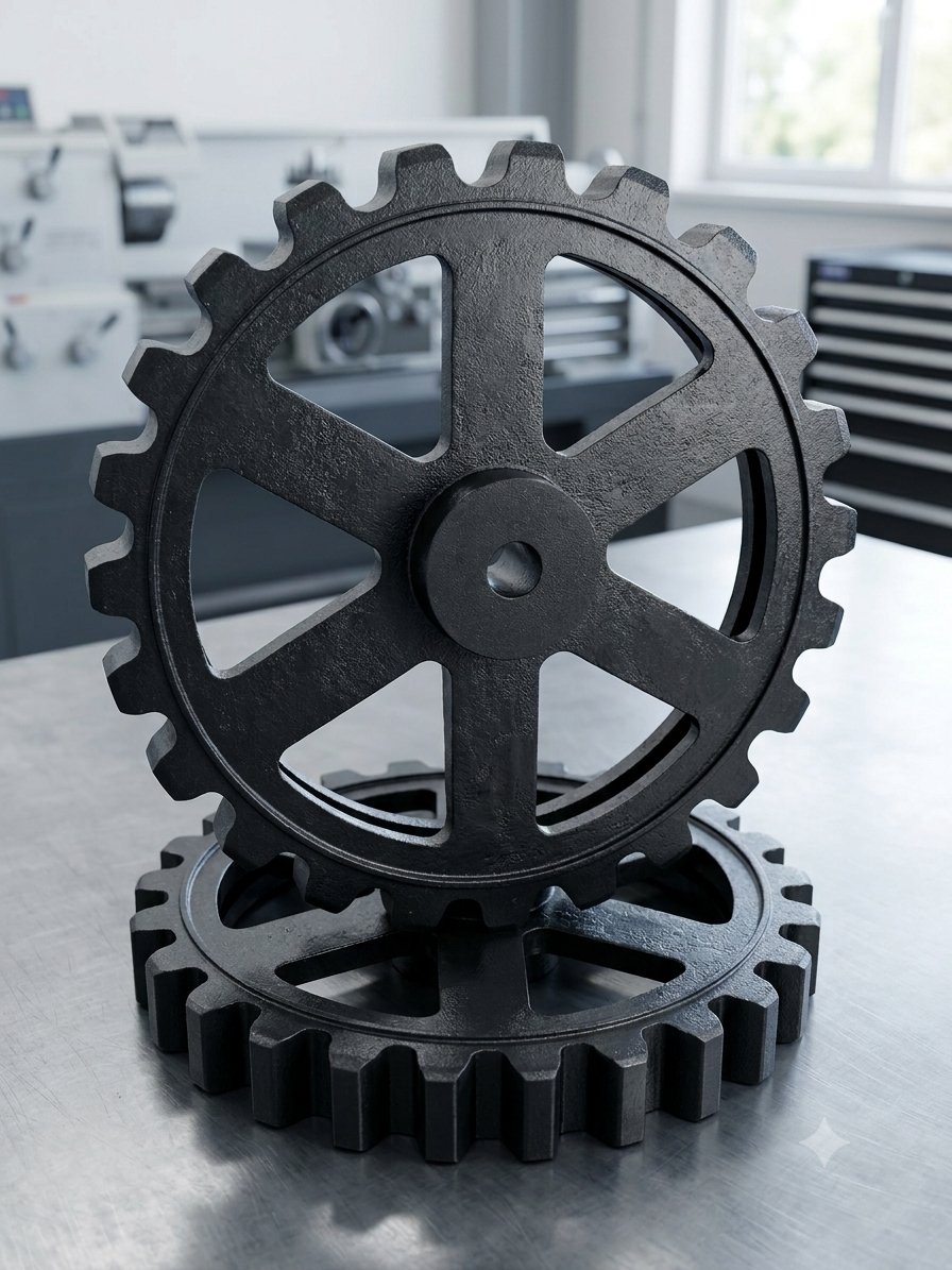 Stacked black steel sprockets