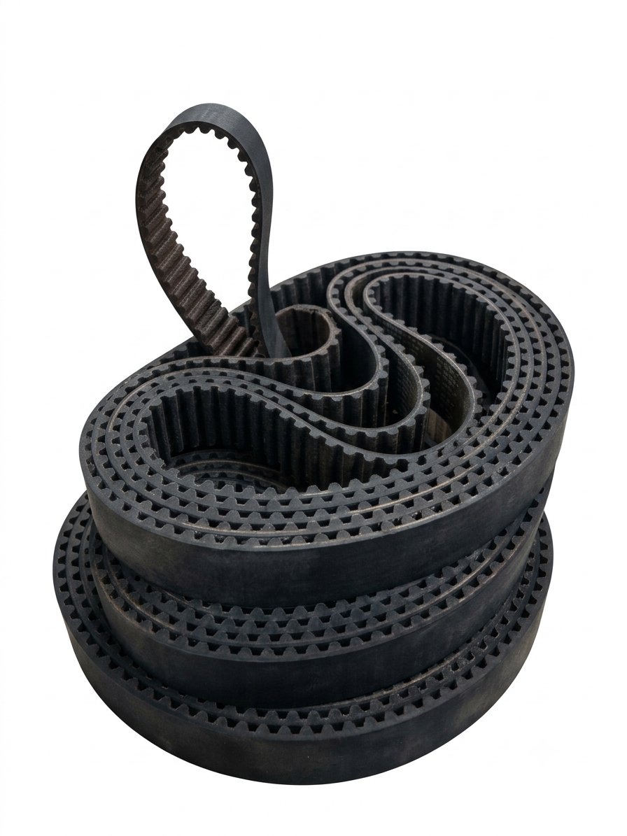 Coiled black timing belts