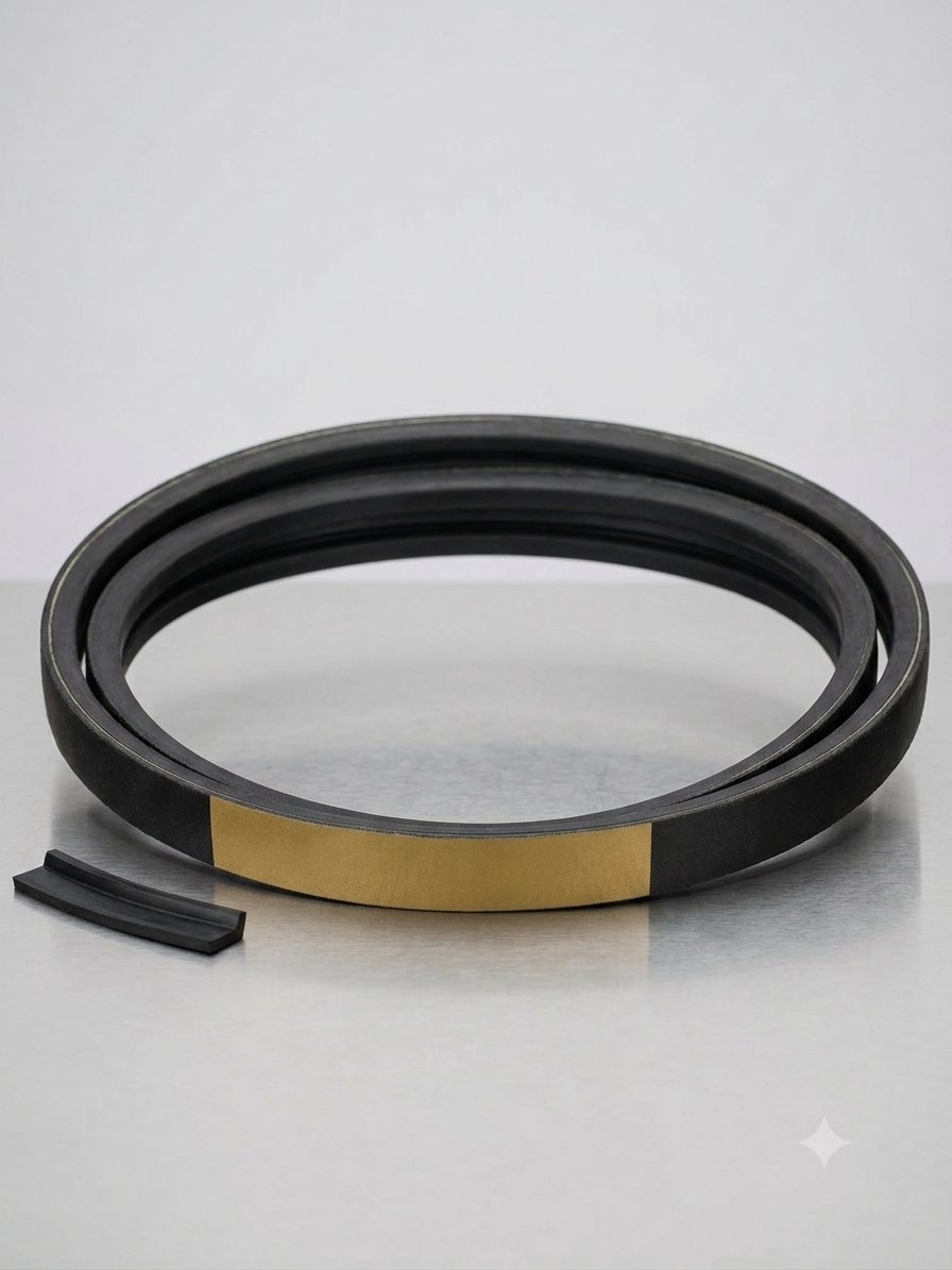 Coiled V-belt with fabric backing